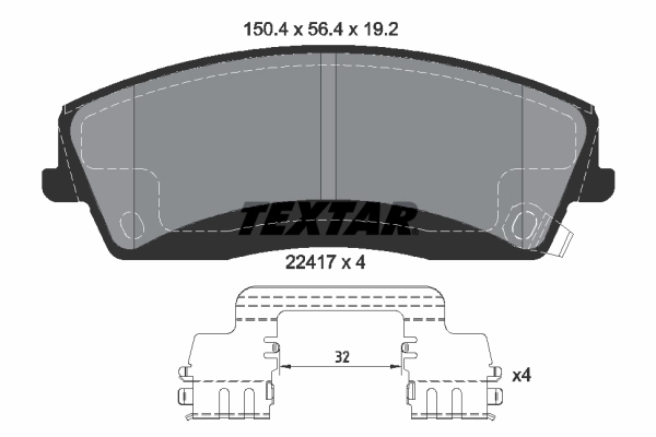 Piduriklotsi komplekt, ketaspidur TEXTAR 2241701