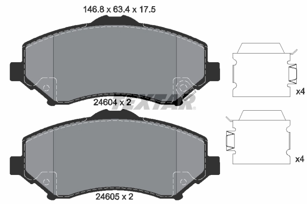 Piduriklotsi komplekt, ketaspidur TEXTAR 2460402