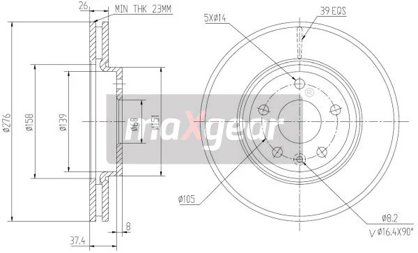 Piduriketas MAXGEAR 19-2334