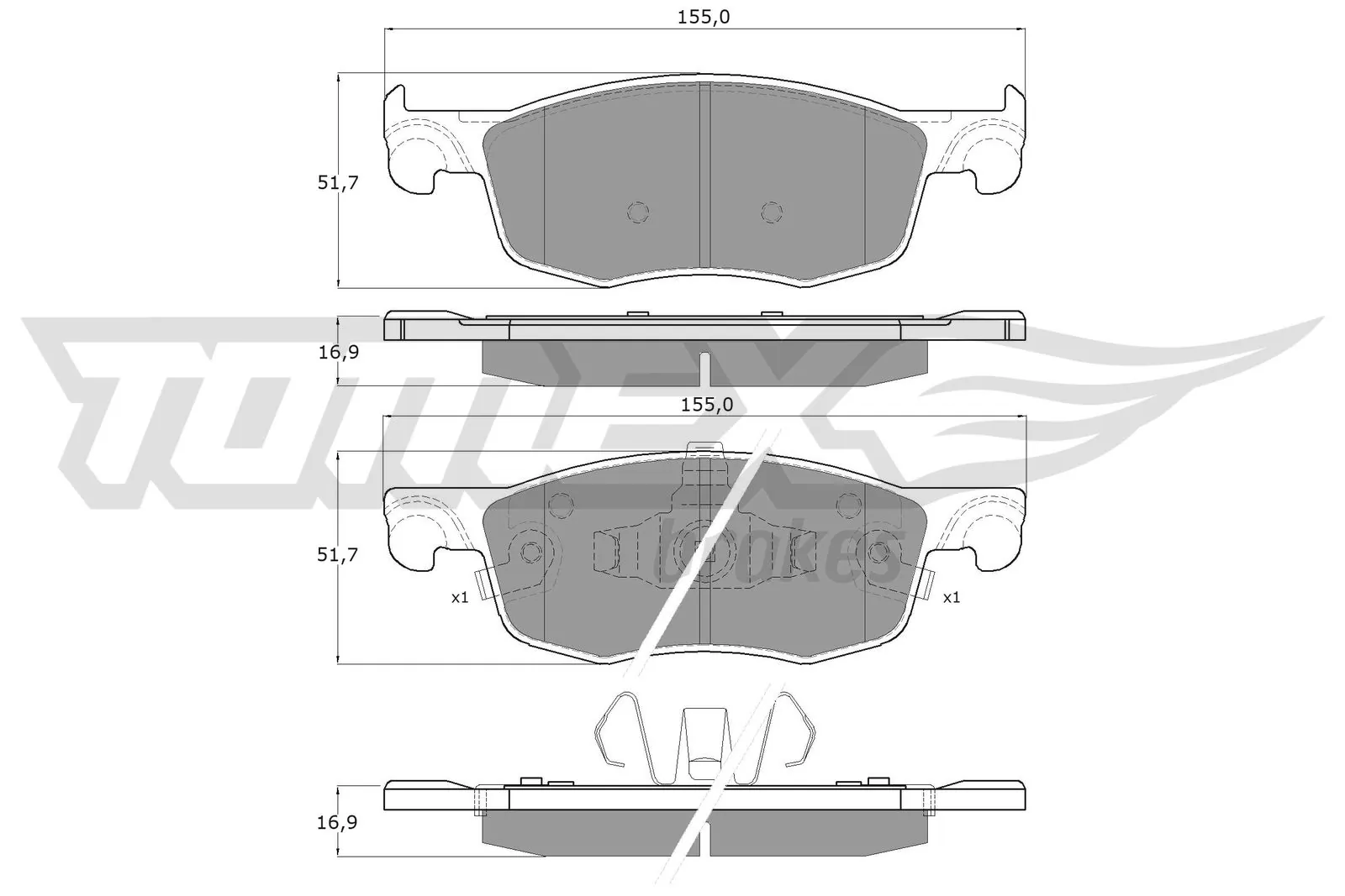 Piduriklotsi komplekt, ketaspidur TOMEX Brakes TX 60-50