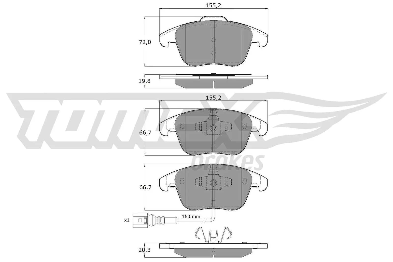 Piduriklotsi komplekt, ketaspidur TOMEX Brakes TX 15-82