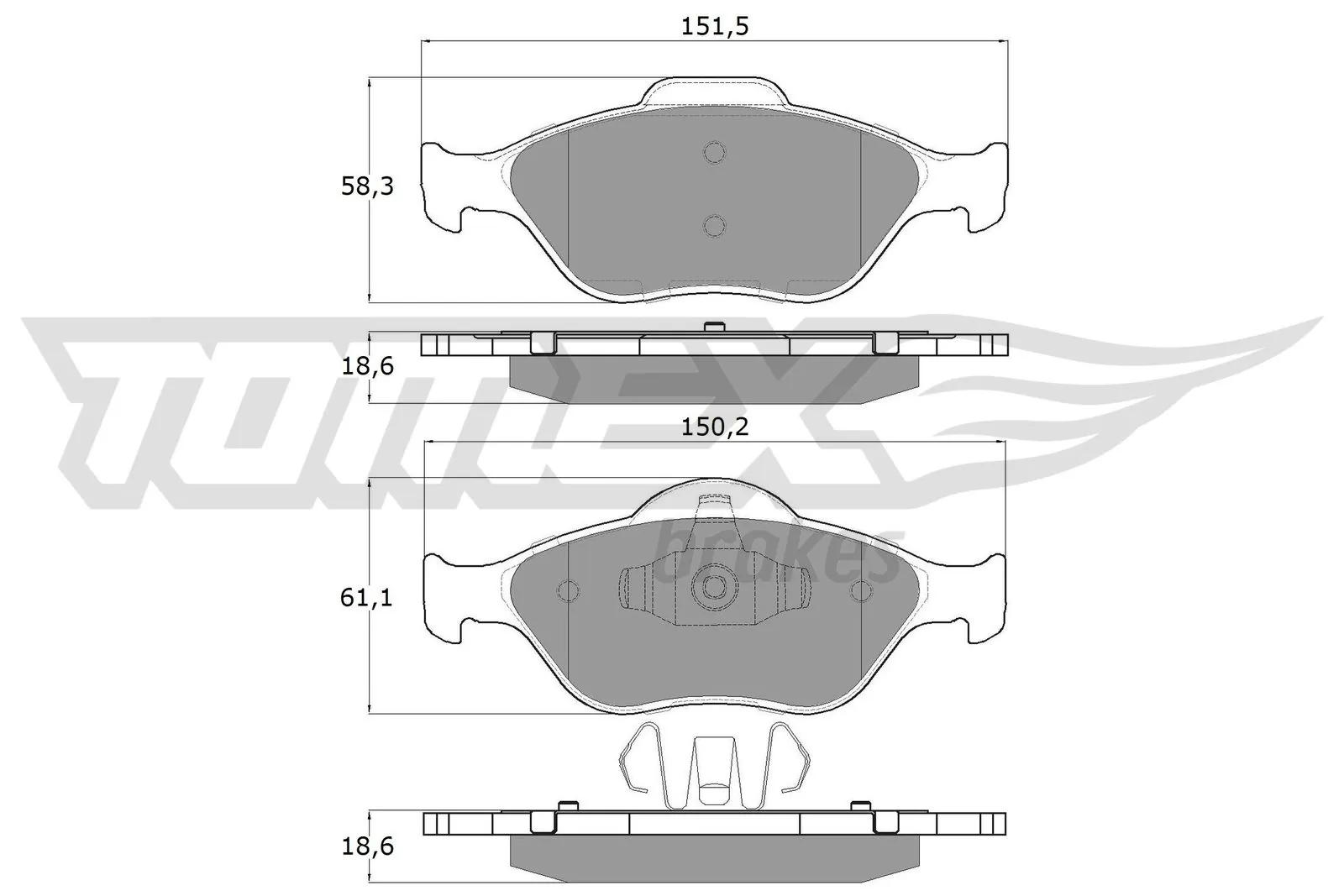 Piduriklotsi komplekt, ketaspidur TOMEX Brakes TX 12-55