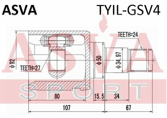 ШРУС ВНУТРЕННИЙ ЛЕВЫЙ 27x50x24