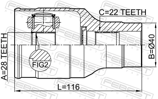 Liigendlaager, veovõll FEBEST 0711-RS415RH