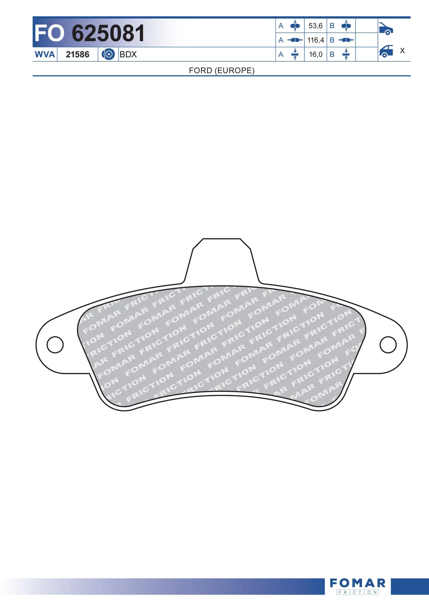 Piduriklotsi komplekt, ketaspidur FOMAR Friction FO 625081