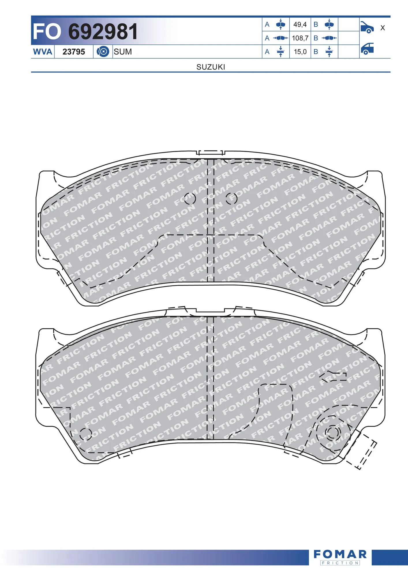 Piduriklotsi komplekt, ketaspidur FOMAR Friction FO 692981