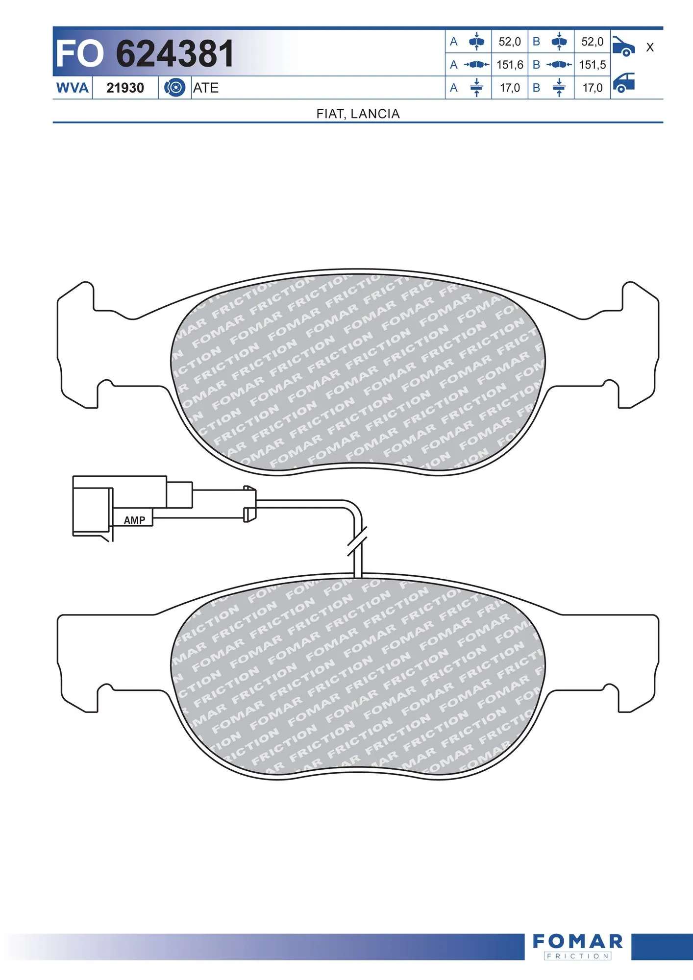 Piduriklotsi komplekt, ketaspidur FOMAR Friction FO 624381