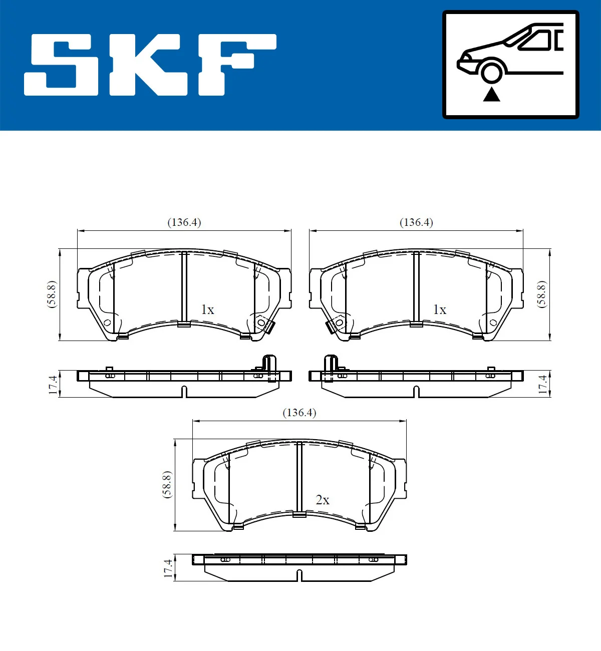 Piduriklotsi komplekt, ketaspidur SKF VKBP 80410 A