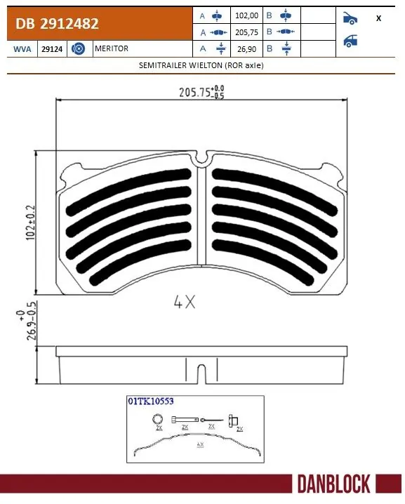 Piduriklotsi komplekt, ketaspidur DANBLOCK DB 2912482