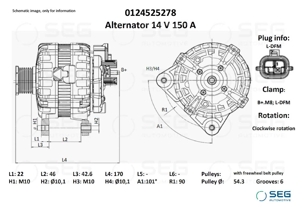 Generaator SEG Automotive 0124525278