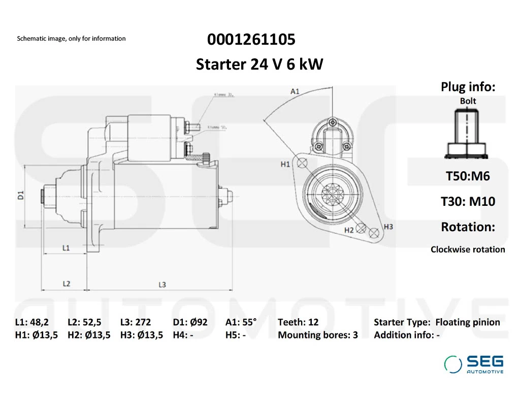 Starter SEG Automotive 0001261105