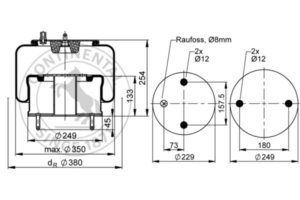 Lõõts, õhkvedrustus CONTITECH AIR SPRING 6702 N P01