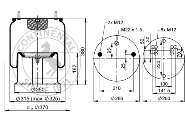 Lõõts, õhkvedrustus CONTITECH AIR SPRING 4035 N P02