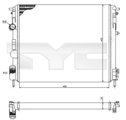 Radiaator, mootorijahutus TYC 728-0053
