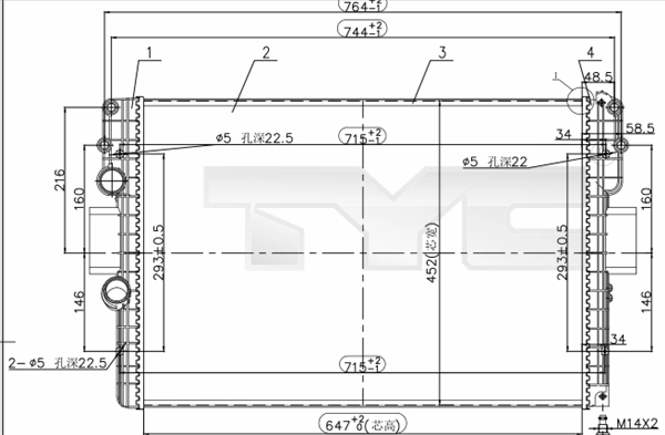 Radiaator, mootorijahutus TYC 715-0006-R