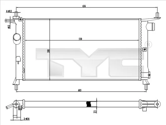 Radiaator, mootorijahutus TYC 725-0020