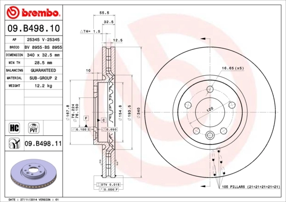 Piduriketas BREMBO 09.B498.11