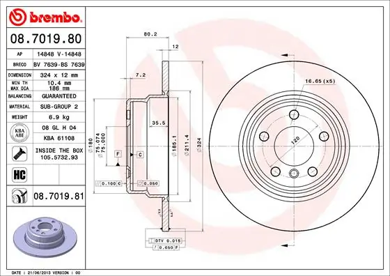 Piduriketas BREMBO 08.7019.81