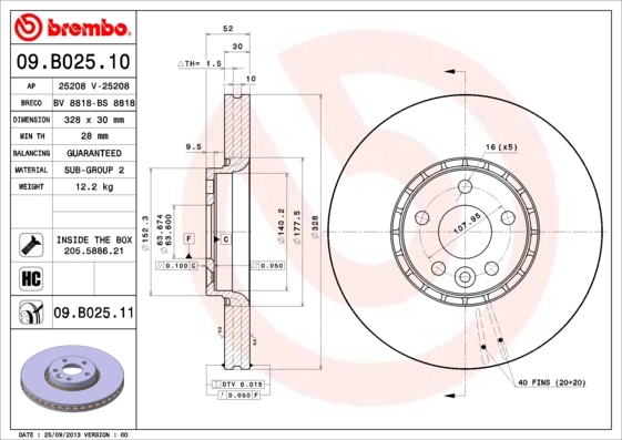 Piduriketas BREMBO 09.B025.11