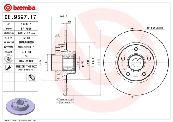Piduriketas BREMBO 08.9597.17
