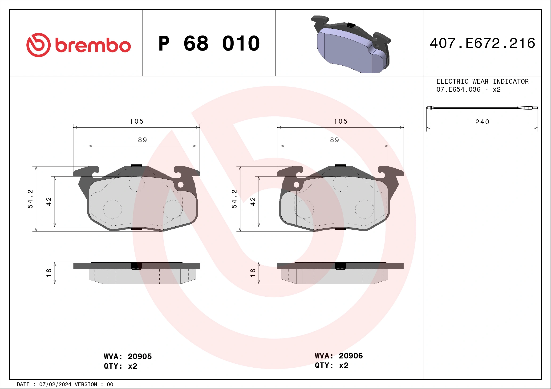 Piduriklotsi komplekt, ketaspidur BREMBO P 68 010