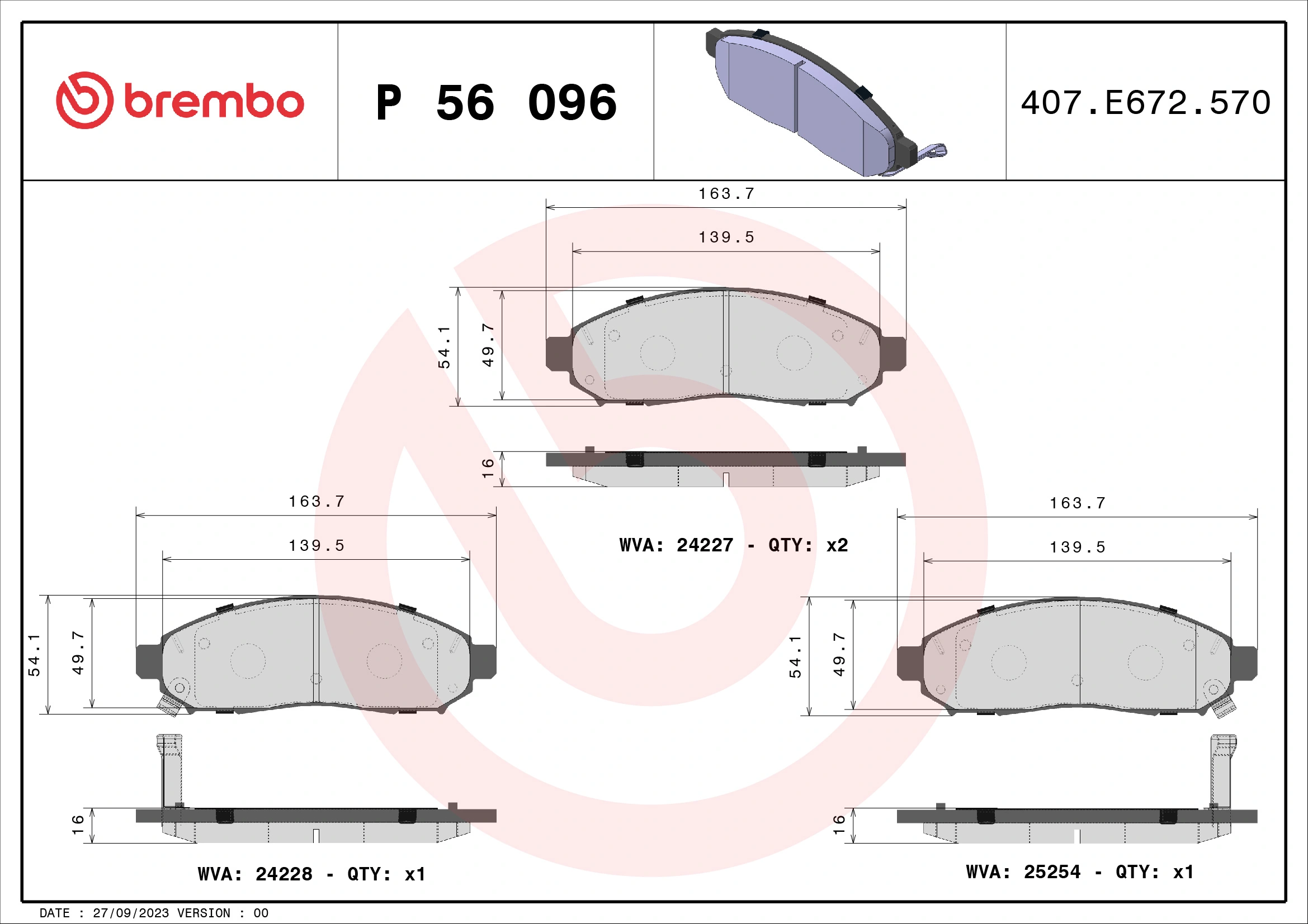 Piduriklotsi komplekt, ketaspidur BREMBO P 56 096