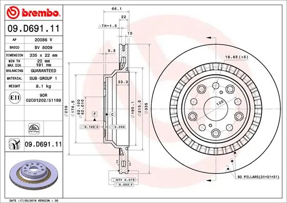 Piduriketas BREMBO 09.D691.11