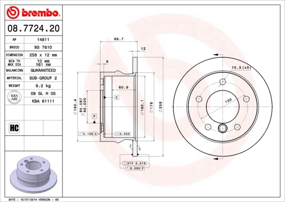 Piduriketas BREMBO 08.7724.20