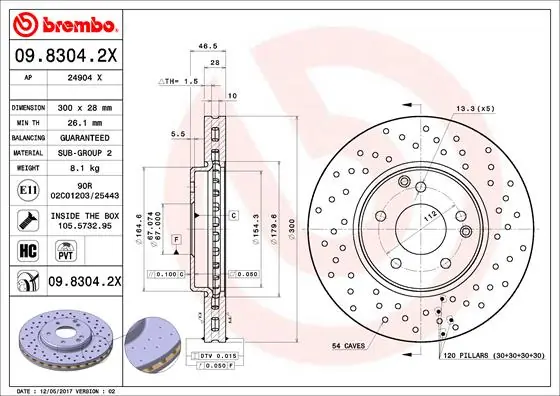 Piduriketas BREMBO 09.8304.2X