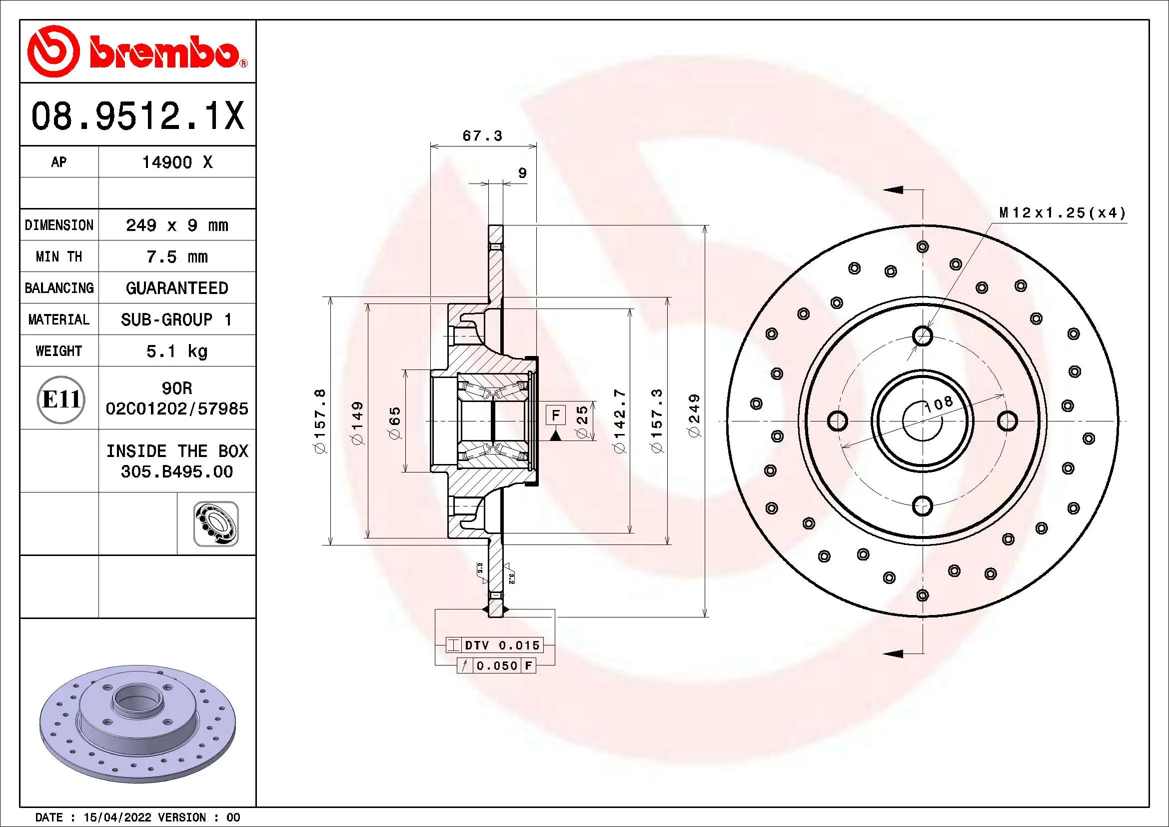 Piduriketas BREMBO 08.9512.1X