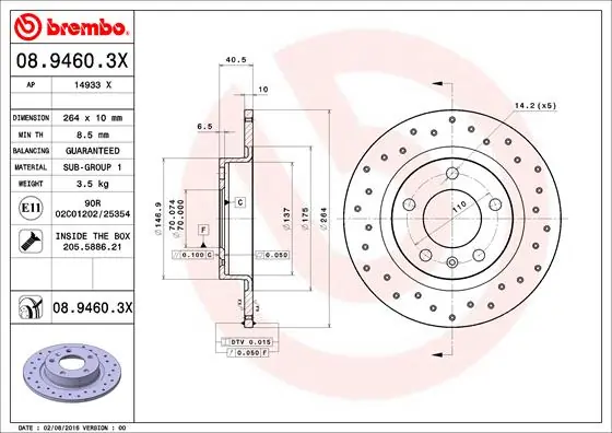 Piduriketas BREMBO 08.9460.3X