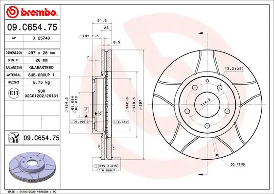 Piduriketas BREMBO 09.C654.75