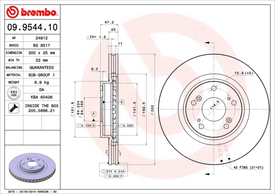 Piduriketas BREMBO 09.9544.11