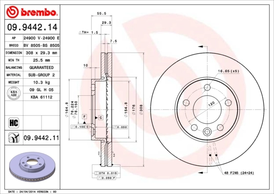 Piduriketas BREMBO 09.9442.14