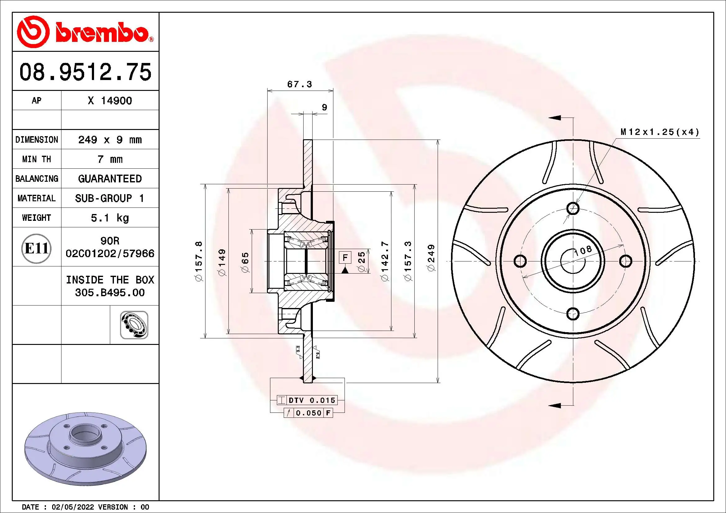 Piduriketas BREMBO 08.9512.75