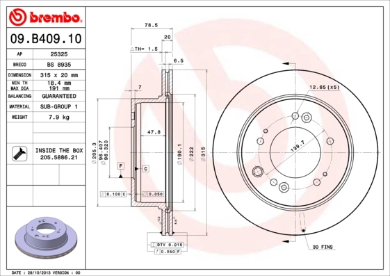 Piduriketas BREMBO 09.B409.10