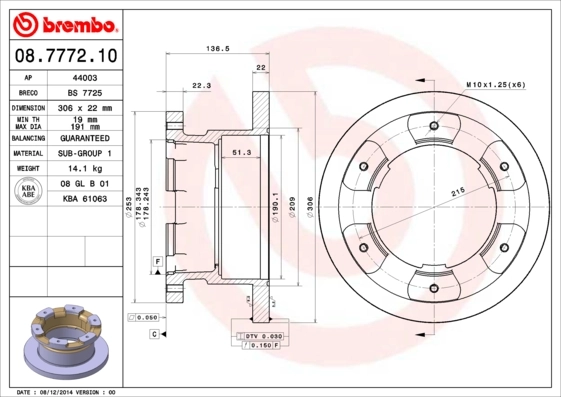 Piduriketas BREMBO 08.7772.10
