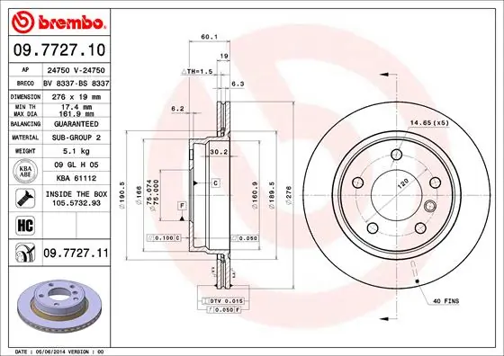 Piduriketas BREMBO 09.7727.11