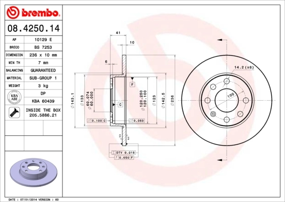 Piduriketas BREMBO 08.4250.14