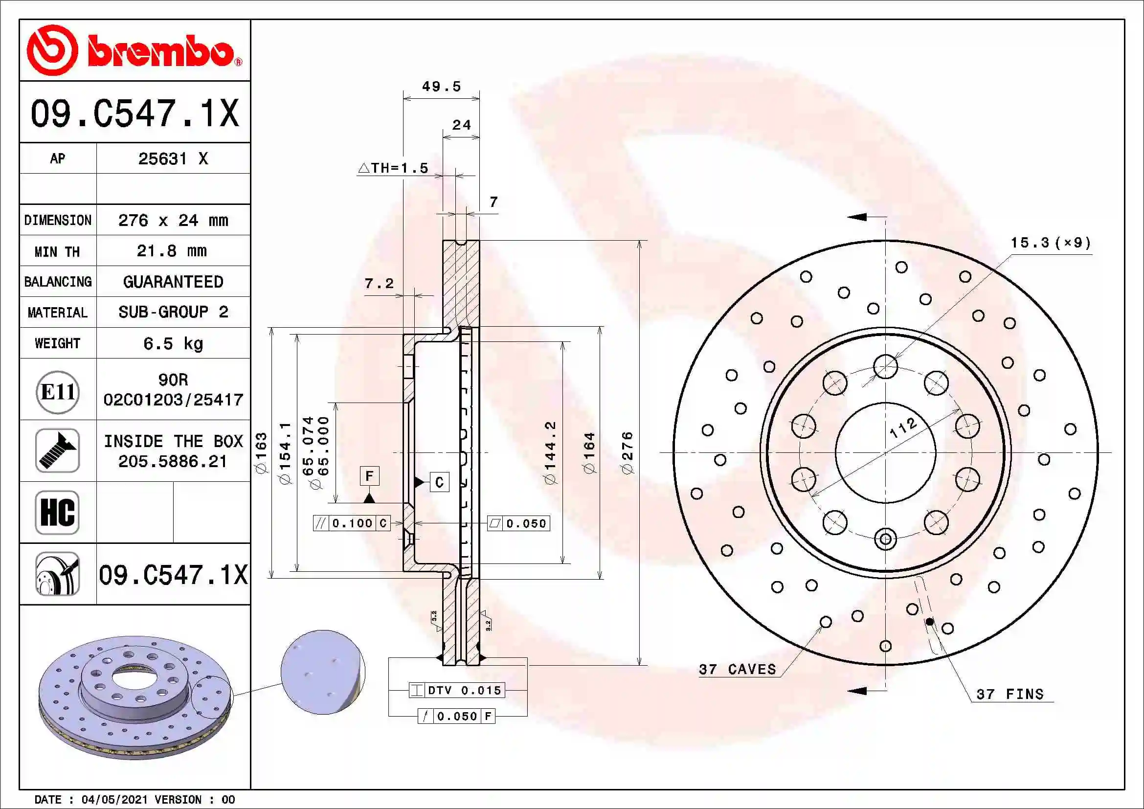 Piduriketas BREMBO 09.C547.1X