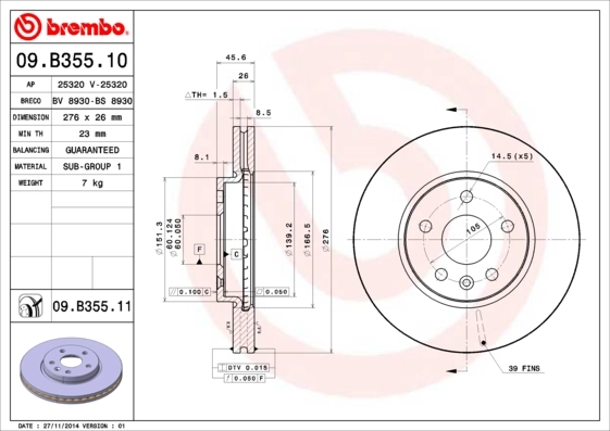 Piduriketas BREMBO 09.B355.10