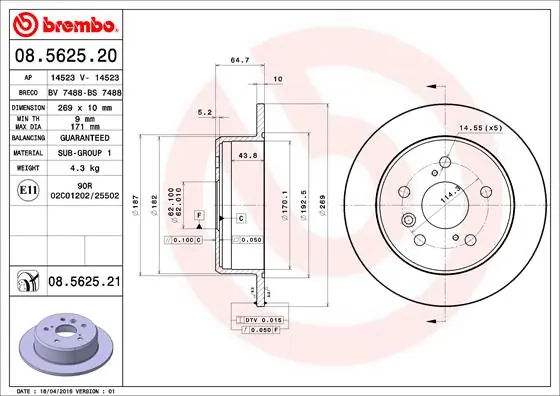 Piduriketas BREMBO 08.5625.21