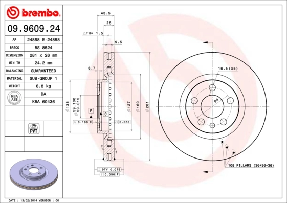 Piduriketas BREMBO 09.9609.24