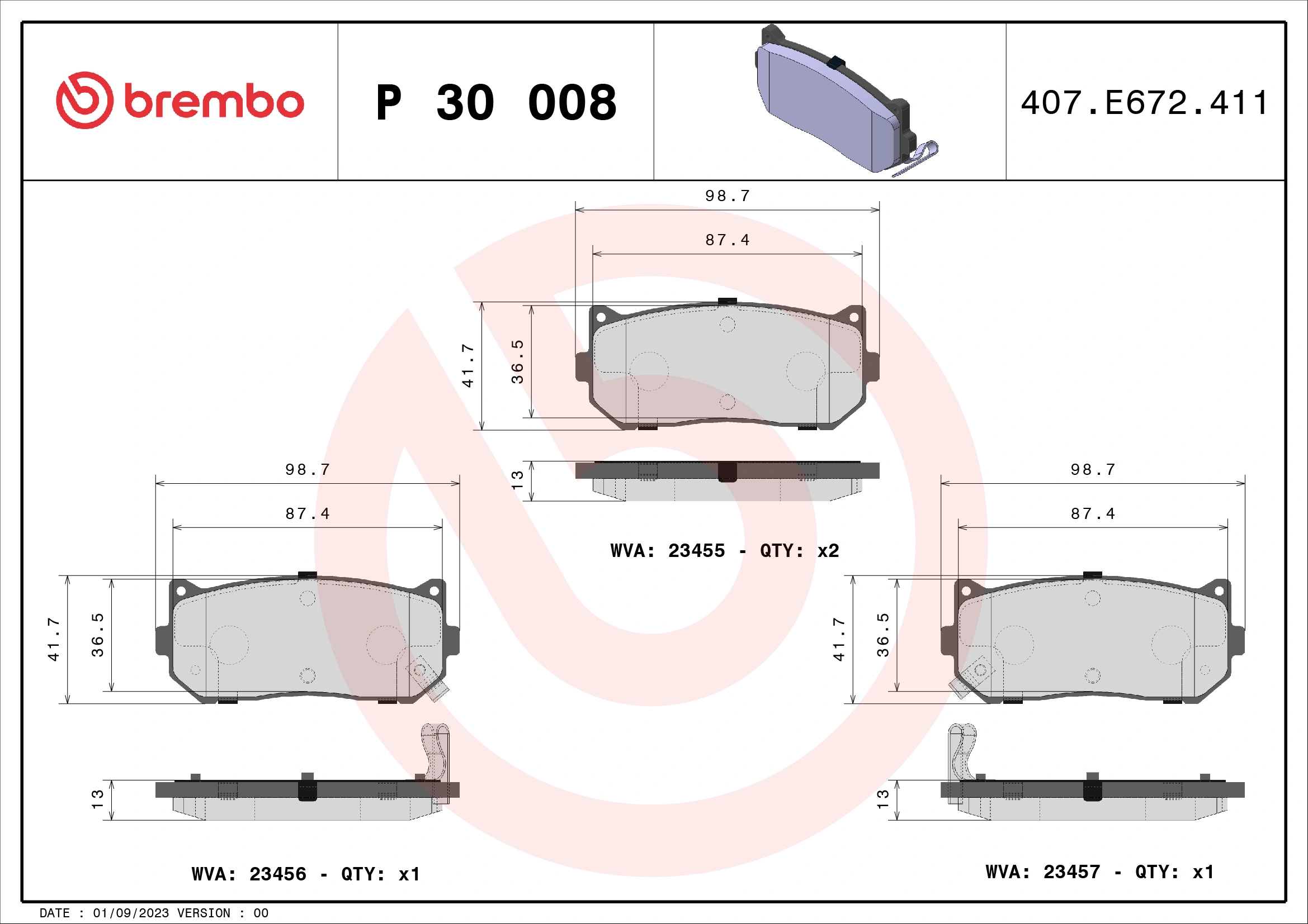 Piduriklotsi komplekt, ketaspidur BREMBO P 30 008