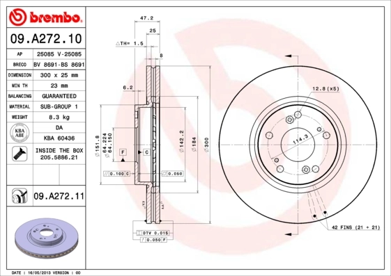 Piduriketas BREMBO 09.A272.11