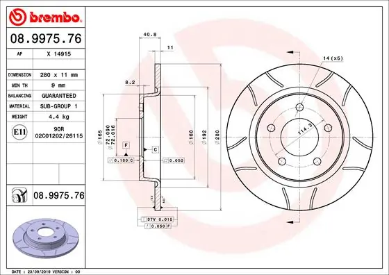 Piduriketas BREMBO 08.9975.76