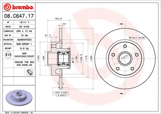 Piduriketas BREMBO 08.C647.17