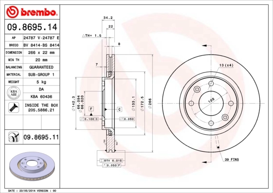 Piduriketas BREMBO 09.8695.14