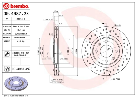 Piduriketas BREMBO 09.4987.2X