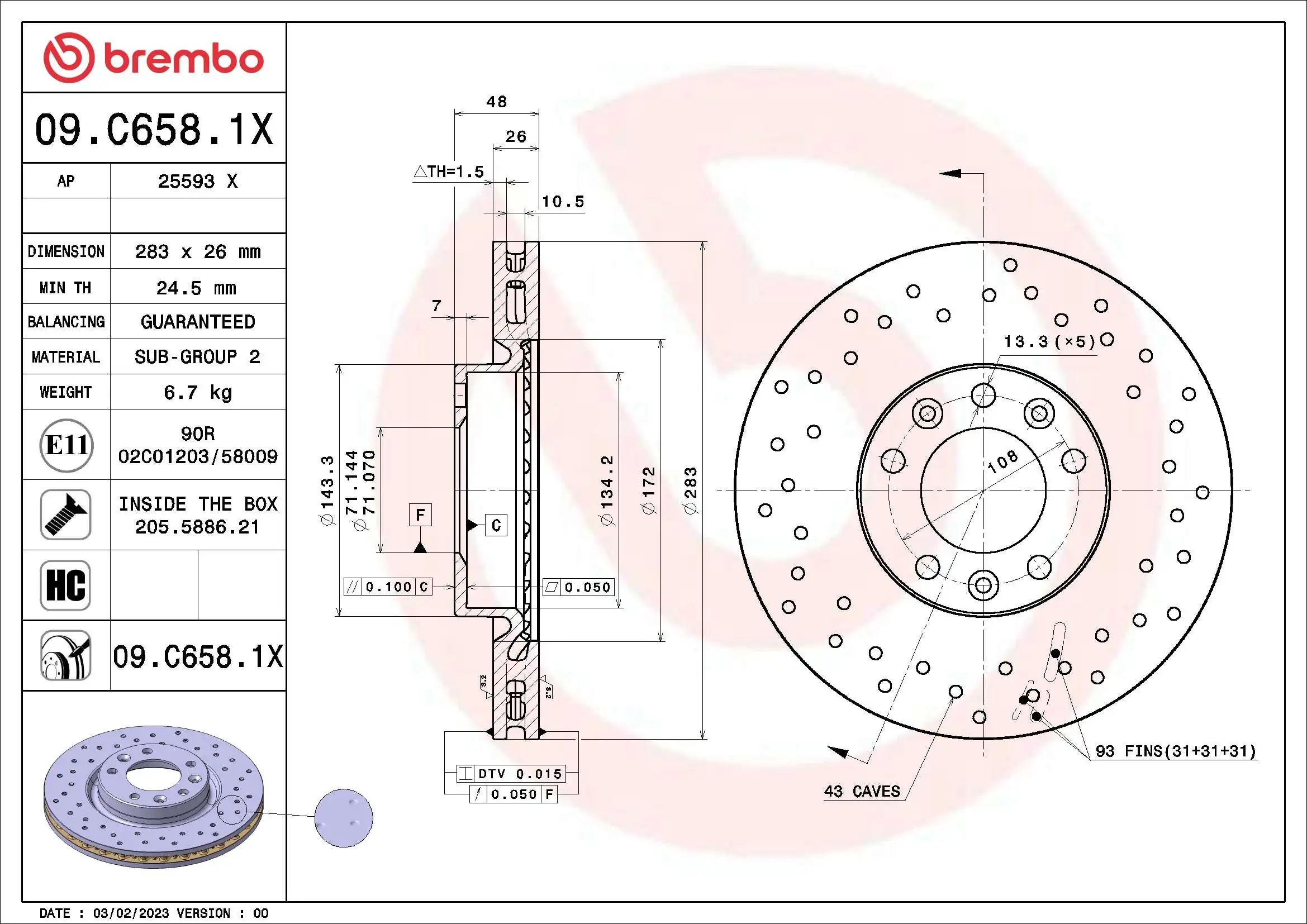 Piduriketas BREMBO 09.C658.1X